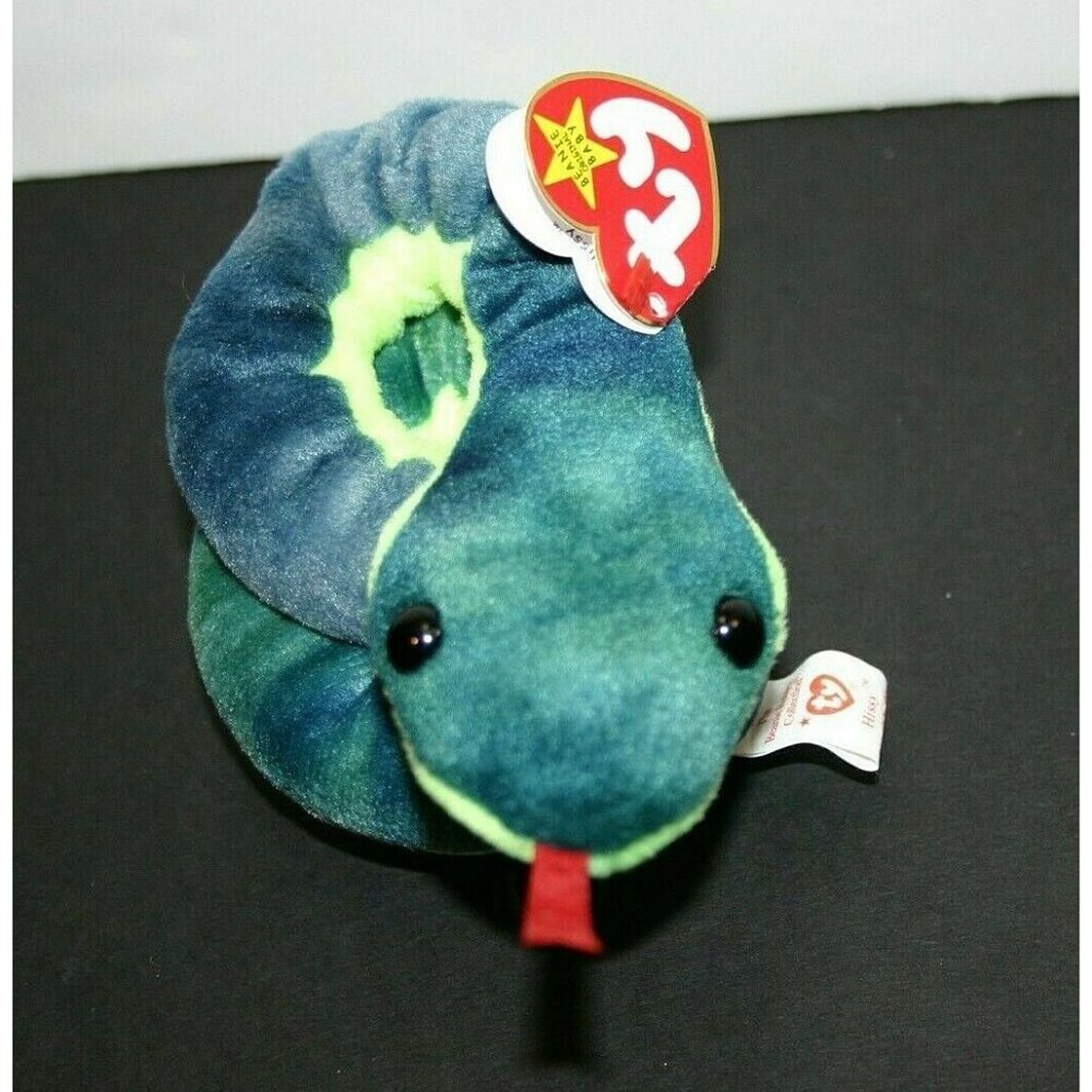 TY Beanie Baby Hissy Snake 1997 rare multiple errors excellent 4185 retired